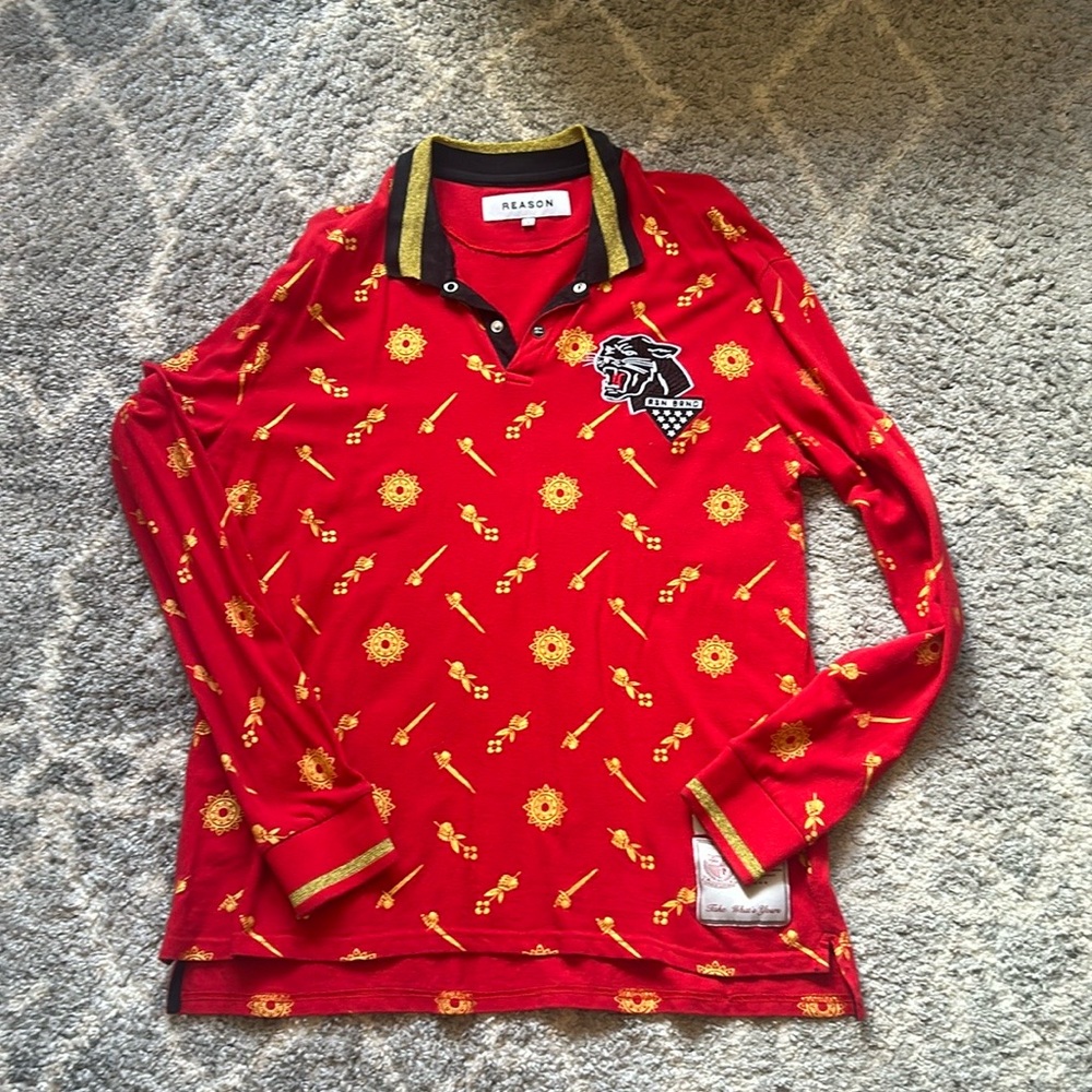 Reason Embroidered Long Sleeve Polo